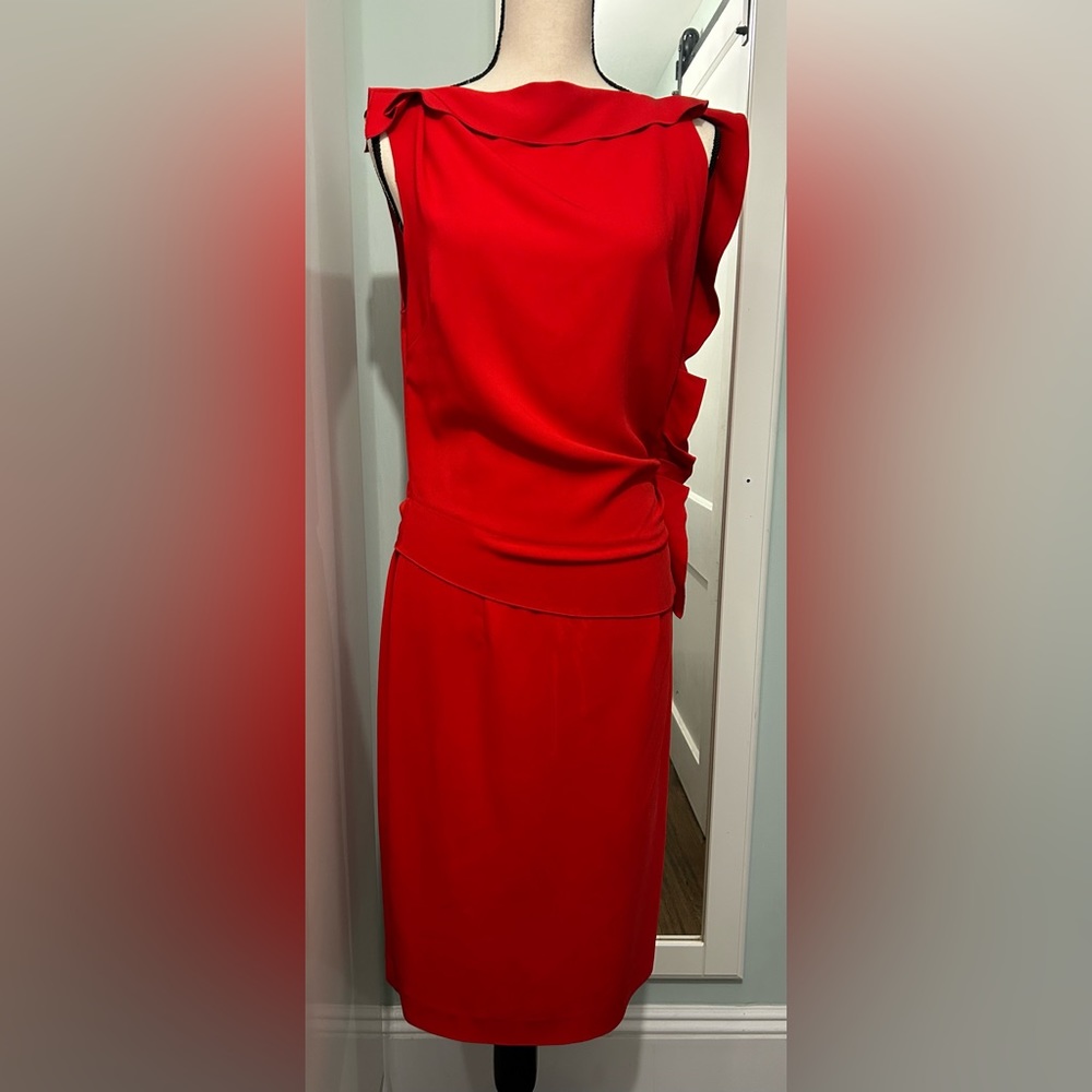 Reiss red sleeveless midi dress